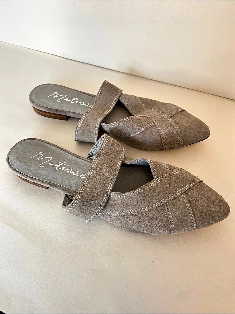 Matisse Pointed Toe Mules in gray